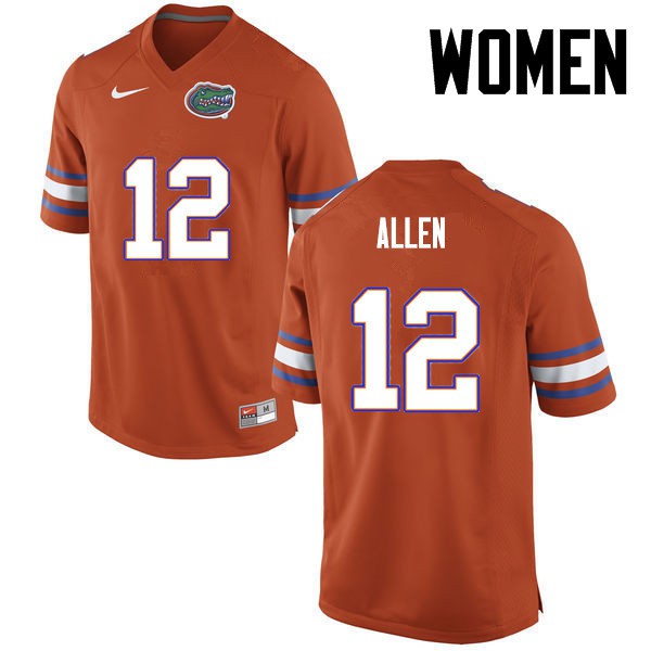 Florida Gators Women #12 Jake Allen College Football Orange